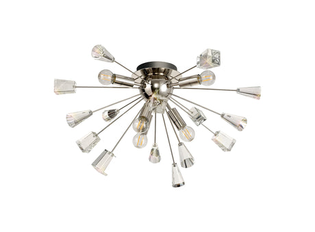 NUN1608 Nunki Ceiling 6 Light in a Polished Nickel Finish and Clear Crystal