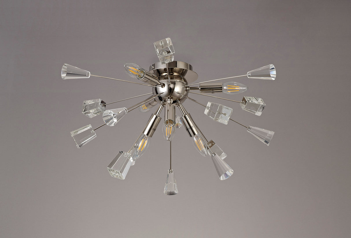 NUN1608 Nunki Ceiling 6 Light in a Polished Nickel Finish and Clear Crystal