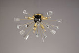 NUN2608 Nunki Ceiling 6 Light in a Brushed Gold/Black Finish and Clear Crystal