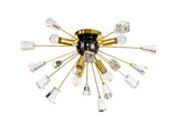 NUN2608 Nunki Ceiling 6 Light in a Brushed Gold/Black Finish and Clear Crystal