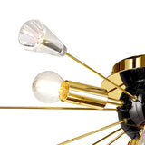 NUN2608 Nunki Ceiling 6 Light in a Brushed Gold/Black Finish and Clear Crystal