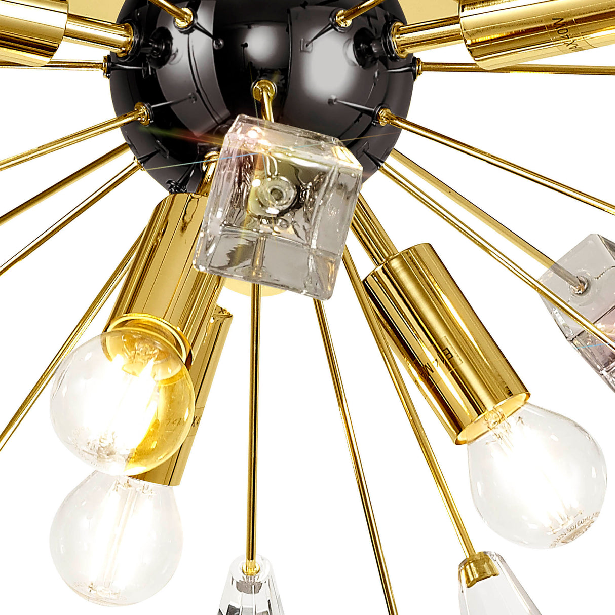 NUN2608 Nunki Ceiling 6 Light in a Brushed Gold/Black Finish and Clear Crystal