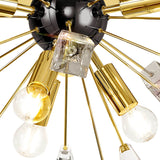 NUN2608 Nunki Ceiling 6 Light in a Brushed Gold/Black Finish and Clear Crystal