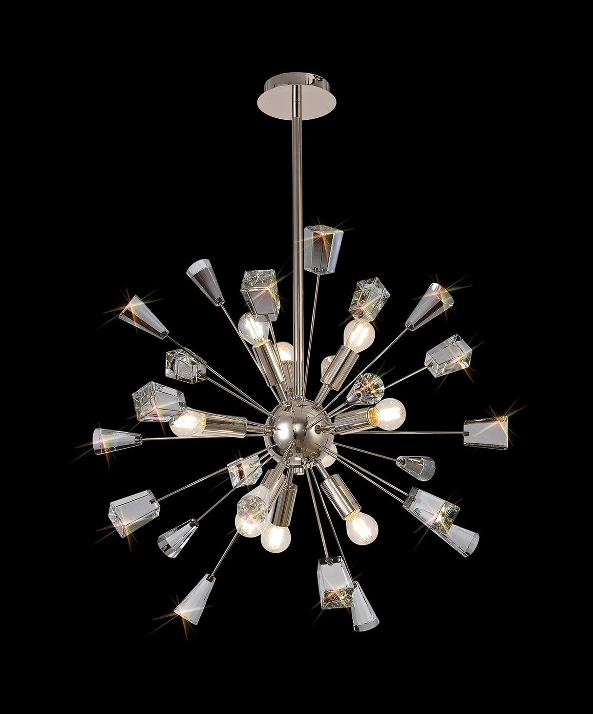 NUN2937 Nunki Pendant 9 Light in a Polished Nickel Finish and Clear Crystal