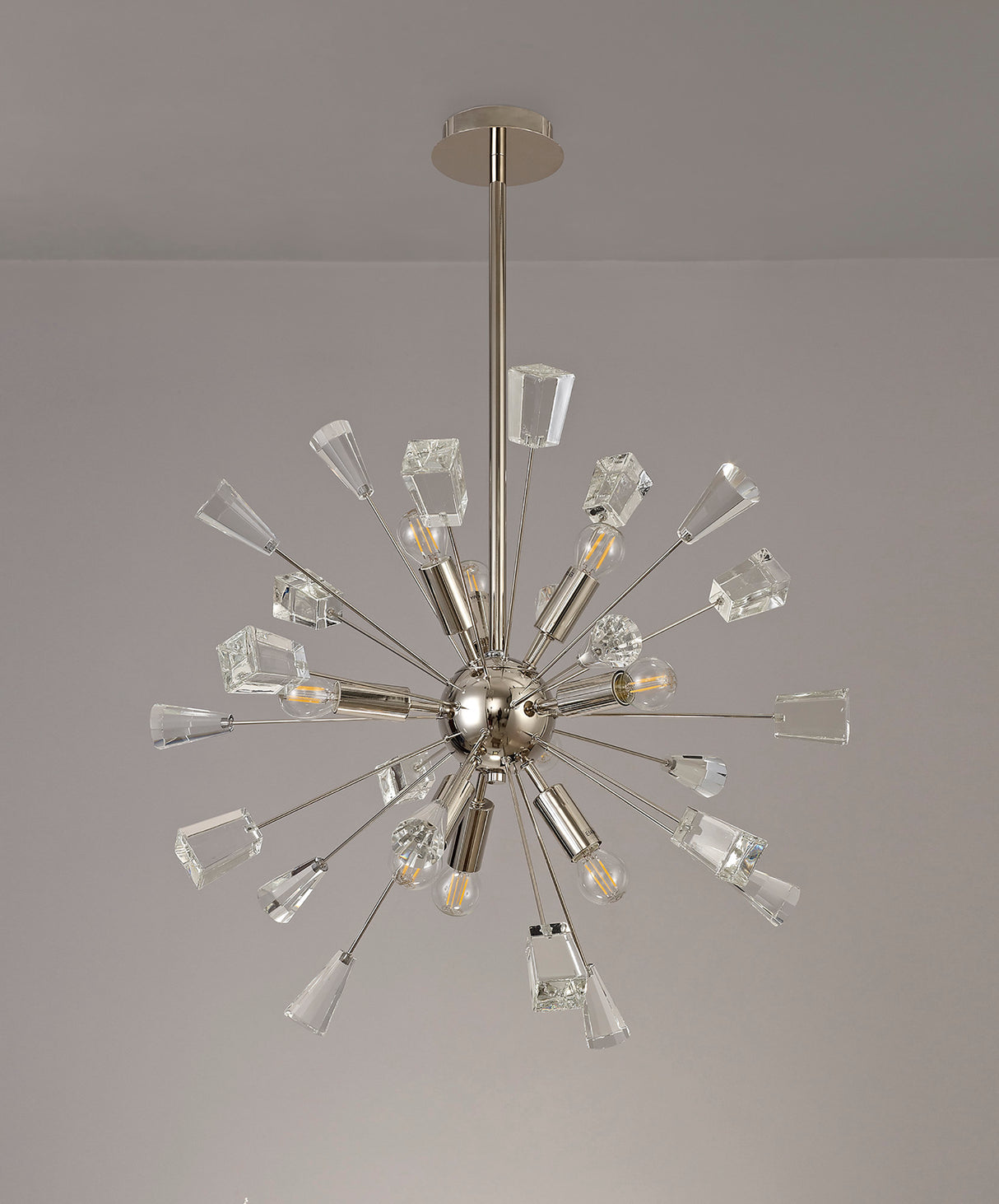 NUN2937 Nunki Pendant 9 Light in a Polished Nickel Finish and Clear Crystal