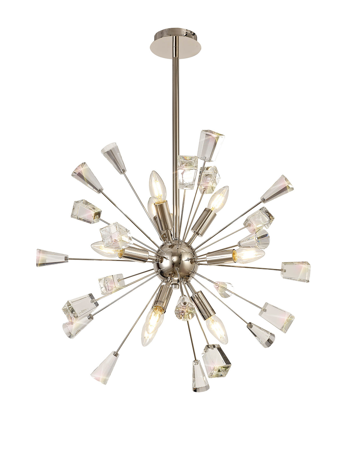 NUN2937 Nunki Pendant 9 Light in a Polished Nickel Finish and Clear Crystal