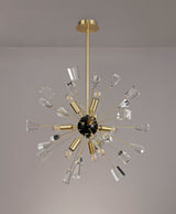 NUN3937 Nunki Pendant 9 Light in a Brushed Gold/Black Finish and Clear Crystal