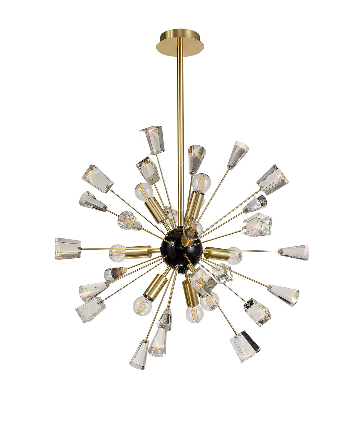 NUN3937 Nunki Pendant 9 Light in a Brushed Gold/Black Finish and Clear Crystal