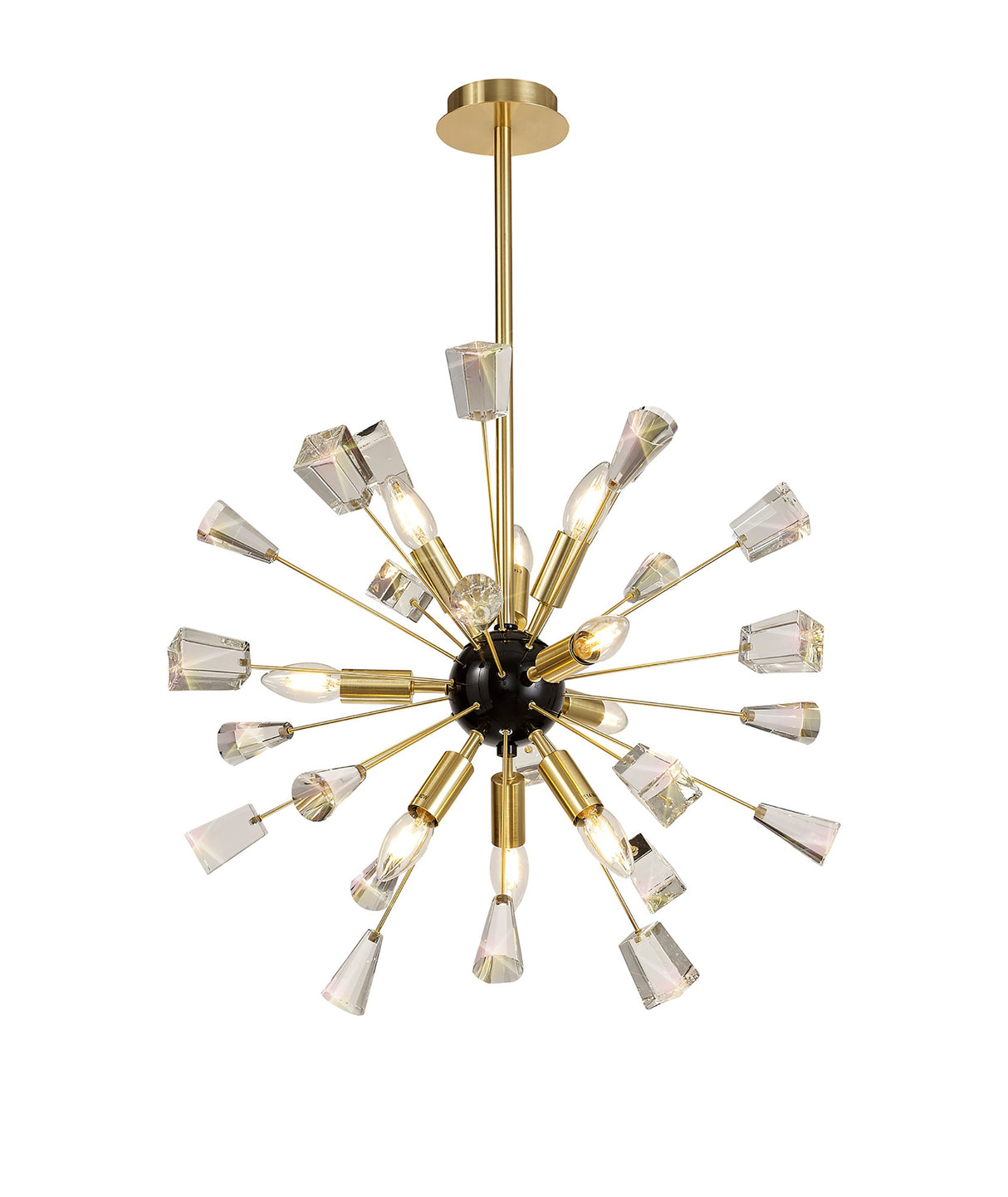 NUN3937 Nunki Pendant 9 Light in a Brushed Gold/Black Finish and Clear Crystal