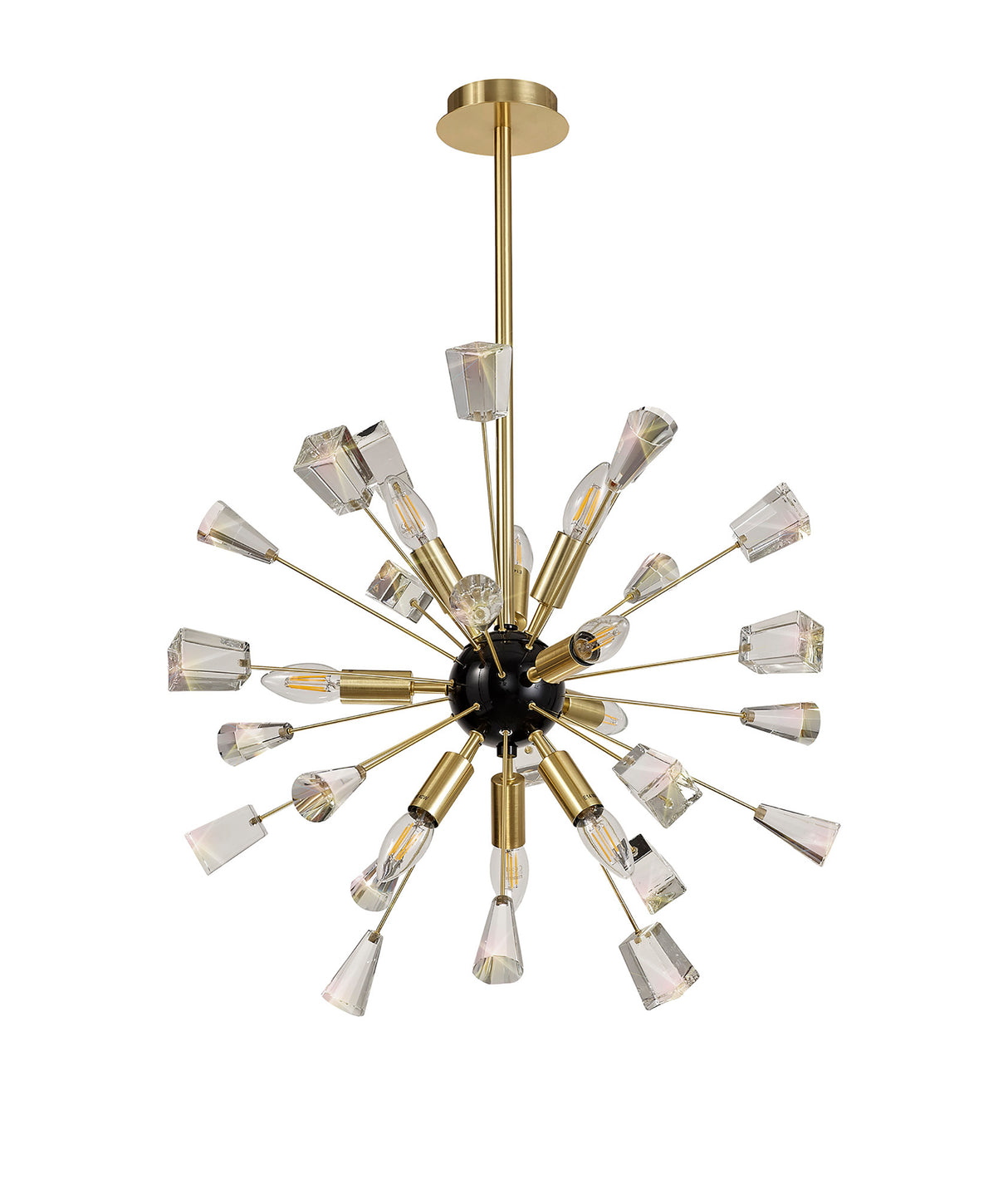 NUN3937 Nunki Pendant 9 Light in a Brushed Gold/Black Finish and Clear Crystal