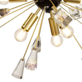 NUN3937 Nunki Pendant 9 Light in a Brushed Gold/Black Finish and Clear Crystal