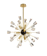 NUN3937 Nunki Pendant 9 Light in a Brushed Gold/Black Finish and Clear Crystal