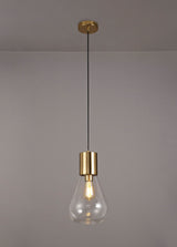 OLE3318 Olean Narrow Pendant 1 Light in a Ancient Brass/Clear Finish