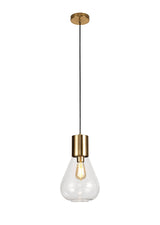 OLE3318 Olean Narrow Pendant 1 Light in a Ancient Brass/Clear Finish