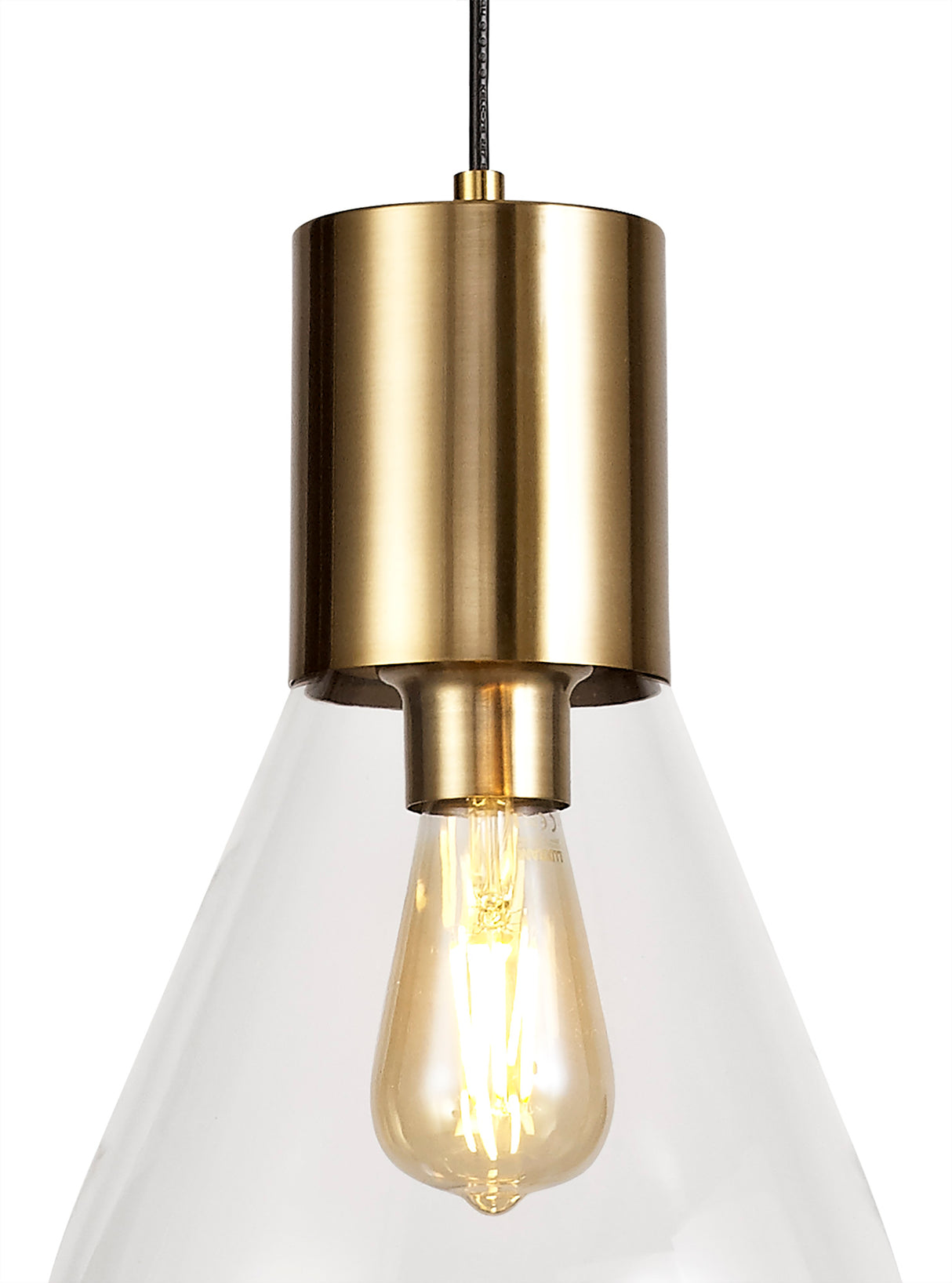 OLE3318 Olean Narrow Pendant 1 Light in a Ancient Brass/Clear Finish