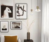 OLE3318 Olean Narrow Pendant 1 Light in a Ancient Brass/Clear Finish