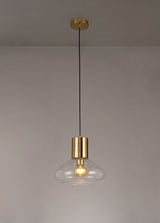 OLE4318 Olean Wide Pendant 1 Light in a Ancient Brass/Clear Finish