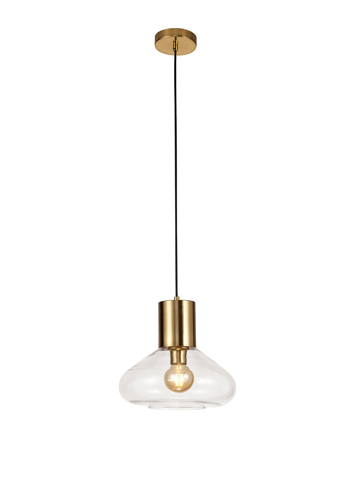 OLE4318 Olean Wide Pendant 1 Light in a Ancient Brass/Clear Finish