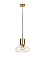 OLE4318 Olean Wide Pendant 1 Light in a Ancient Brass/Clear Finish