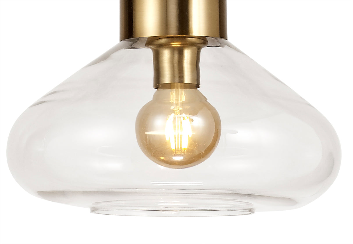 OLE4318 Olean Wide Pendant 1 Light in a Ancient Brass/Clear Finish