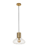 OLE4318 Olean Wide Pendant 1 Light in a Ancient Brass/Clear Finish