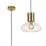 OLE4318 Olean Wide Pendant 1 Light in a Ancient Brass/Clear Finish