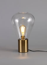 OLE5318 Oleon 38cm Table Lamp 1 Light in a Ancient Brass/Clear Finish