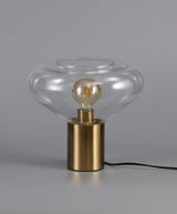 OLE6318 Oleon 25cm Table Lamp 1 Light in a Ancient Brass/Clear Finish