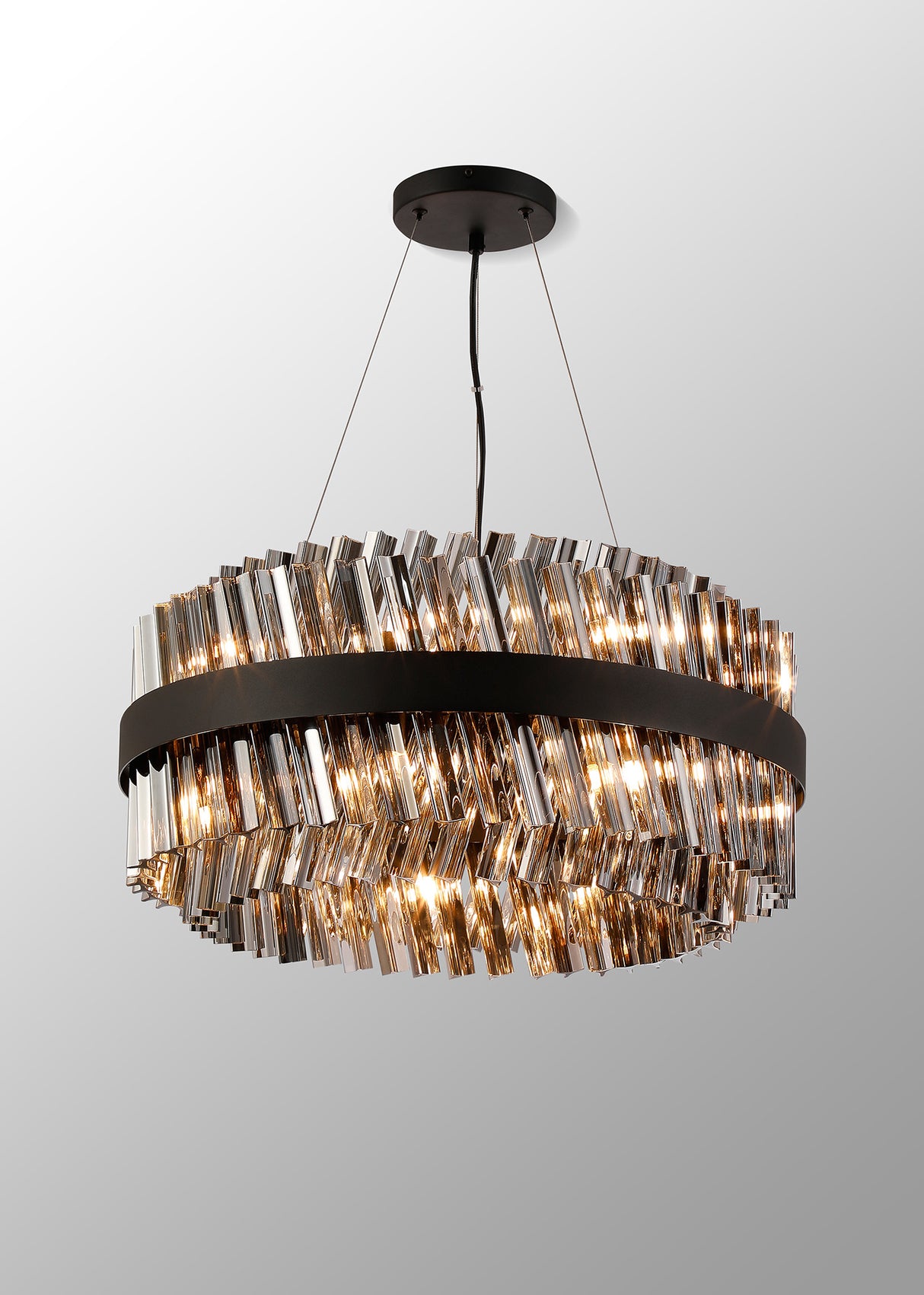 ORI0059BL/SM Orion 18 Light Ceiling Pendant Satin Black_Smoked