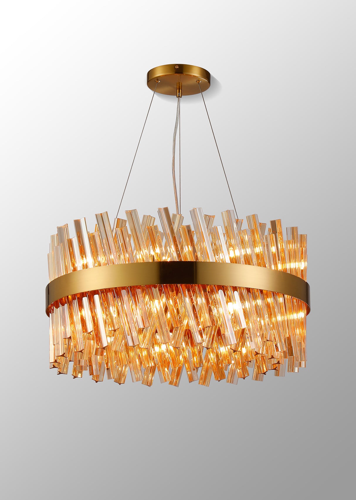 ORI0059BR_AM Orion 18 Light Ceiling Pendant Brass_Amber