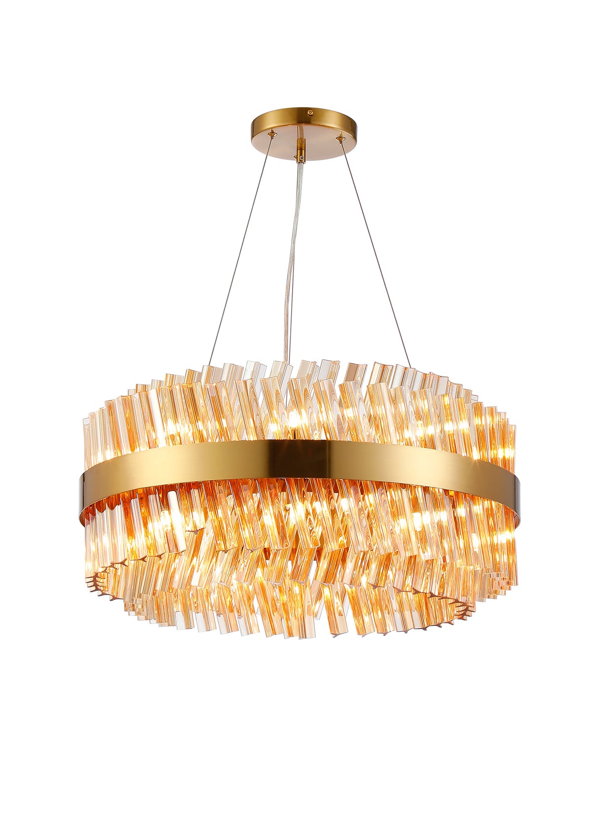 ORI0059BR_AM Orion 18 Light Ceiling Pendant Brass_Amber