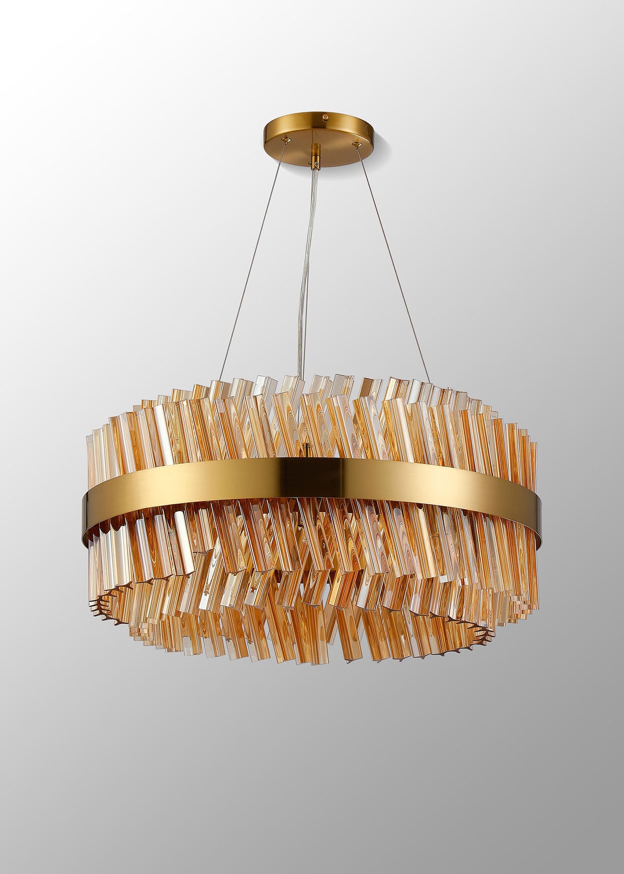 ORI0059BR_AM Orion 18 Light Ceiling Pendant Brass_Amber