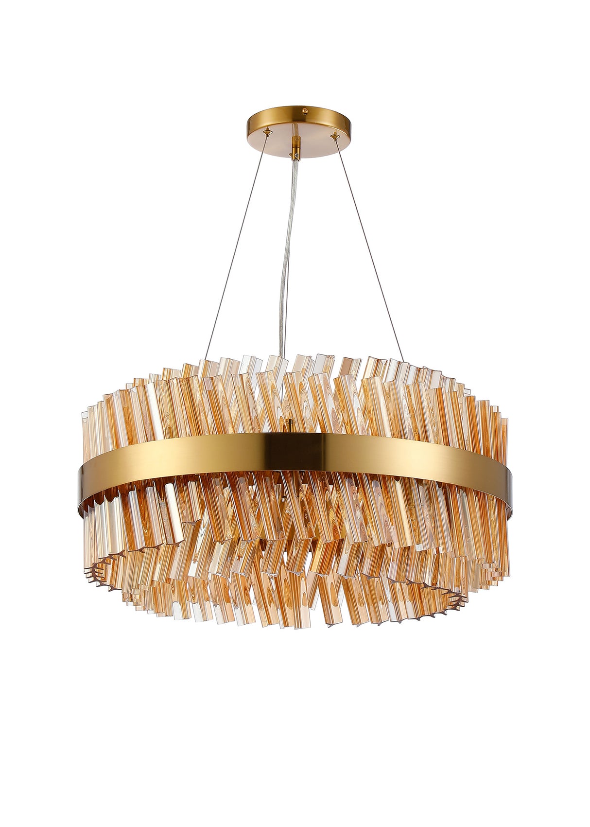 ORI0059BR_AM Orion 18 Light Ceiling Pendant Brass_Amber