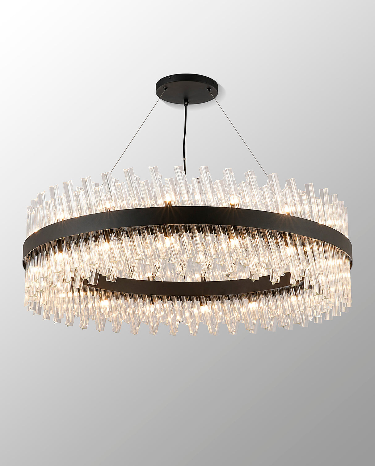 ORI4059BL_CL Orion 32 Light Ceiling Pendant Satin Black_Clear