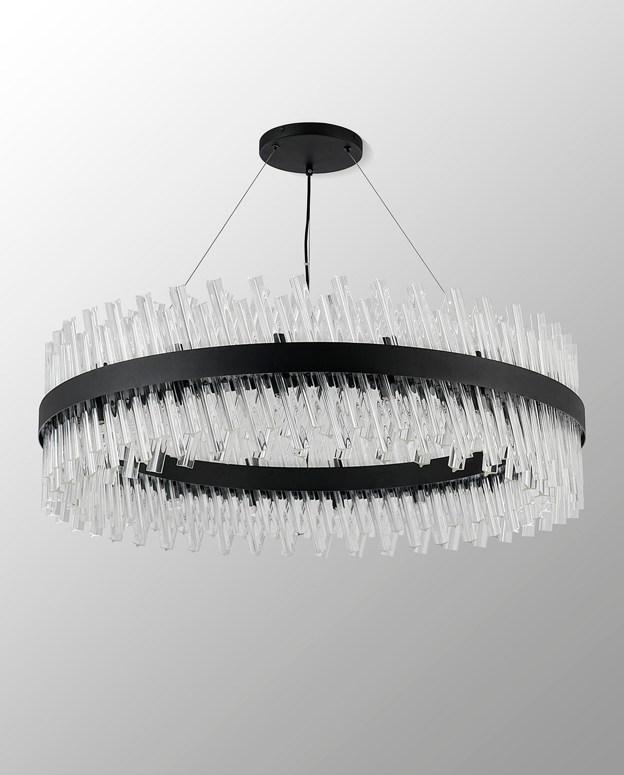 ORI4059BL_CL Orion 32 Light Ceiling Pendant Satin Black_Clear