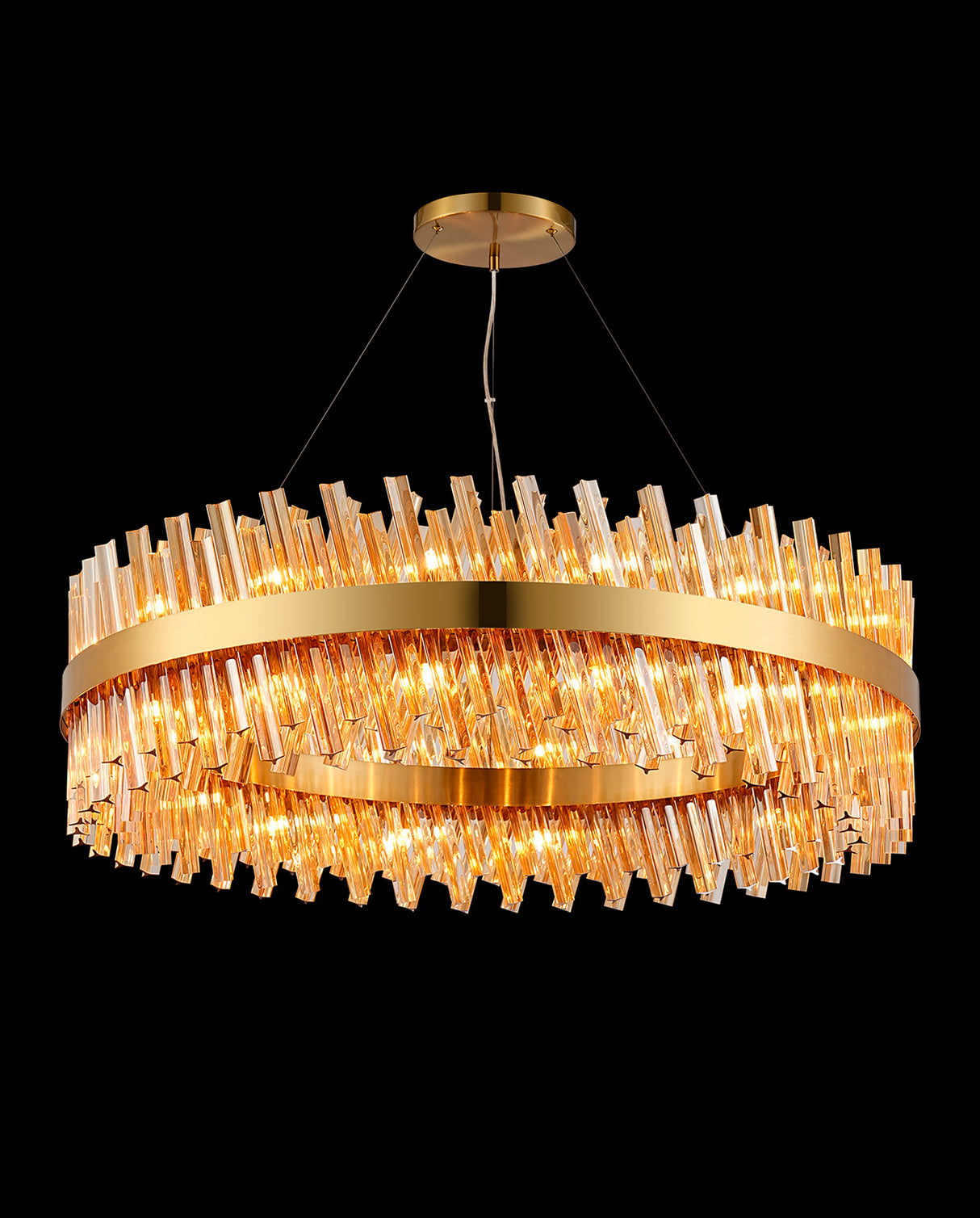 ORI4059BR_AM Orion 32 Light Ceiling Pendant Brass_Amber