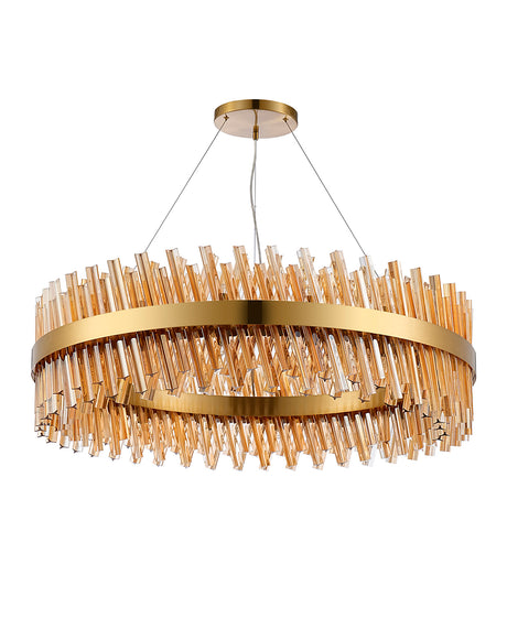 ORI4059BR_AM Orion 32 Light Ceiling Pendant Brass_Amber