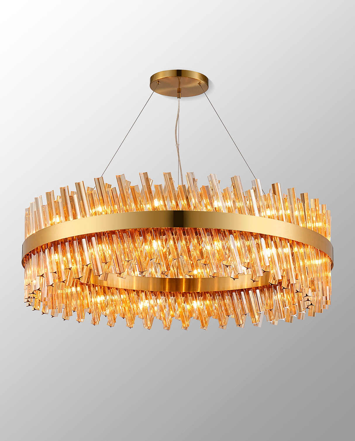 ORI4059BR_AM Orion 32 Light Ceiling Pendant Brass_Amber