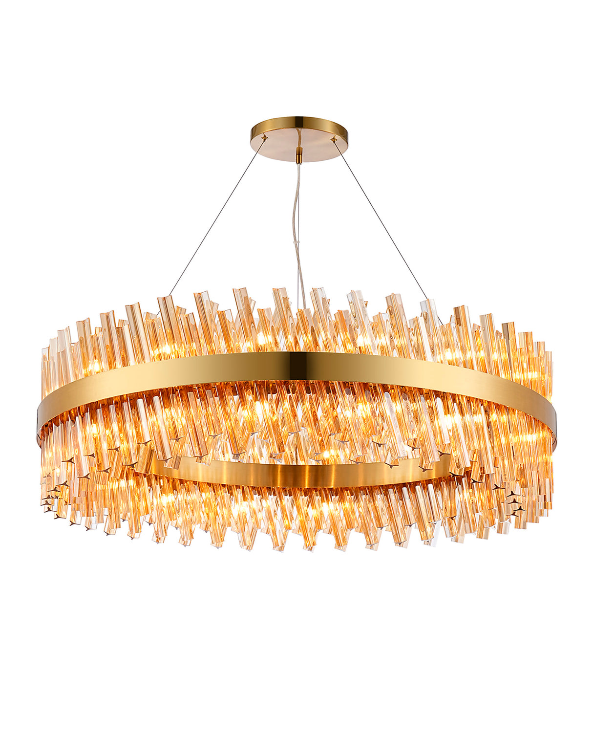 ORI4059BR_AM Orion 32 Light Ceiling Pendant Brass_Amber