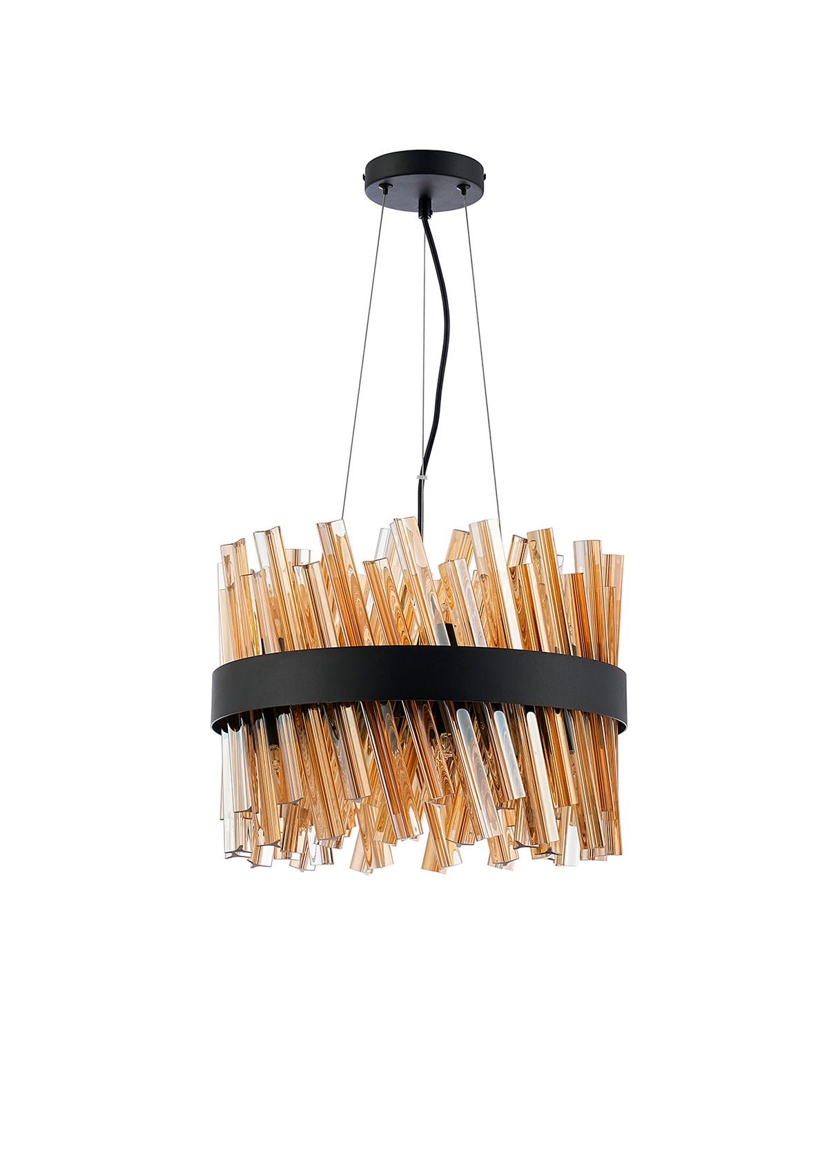 ORI8949BL_AM Orion 10 Light Ceiling Pendant Satin Black_Amber