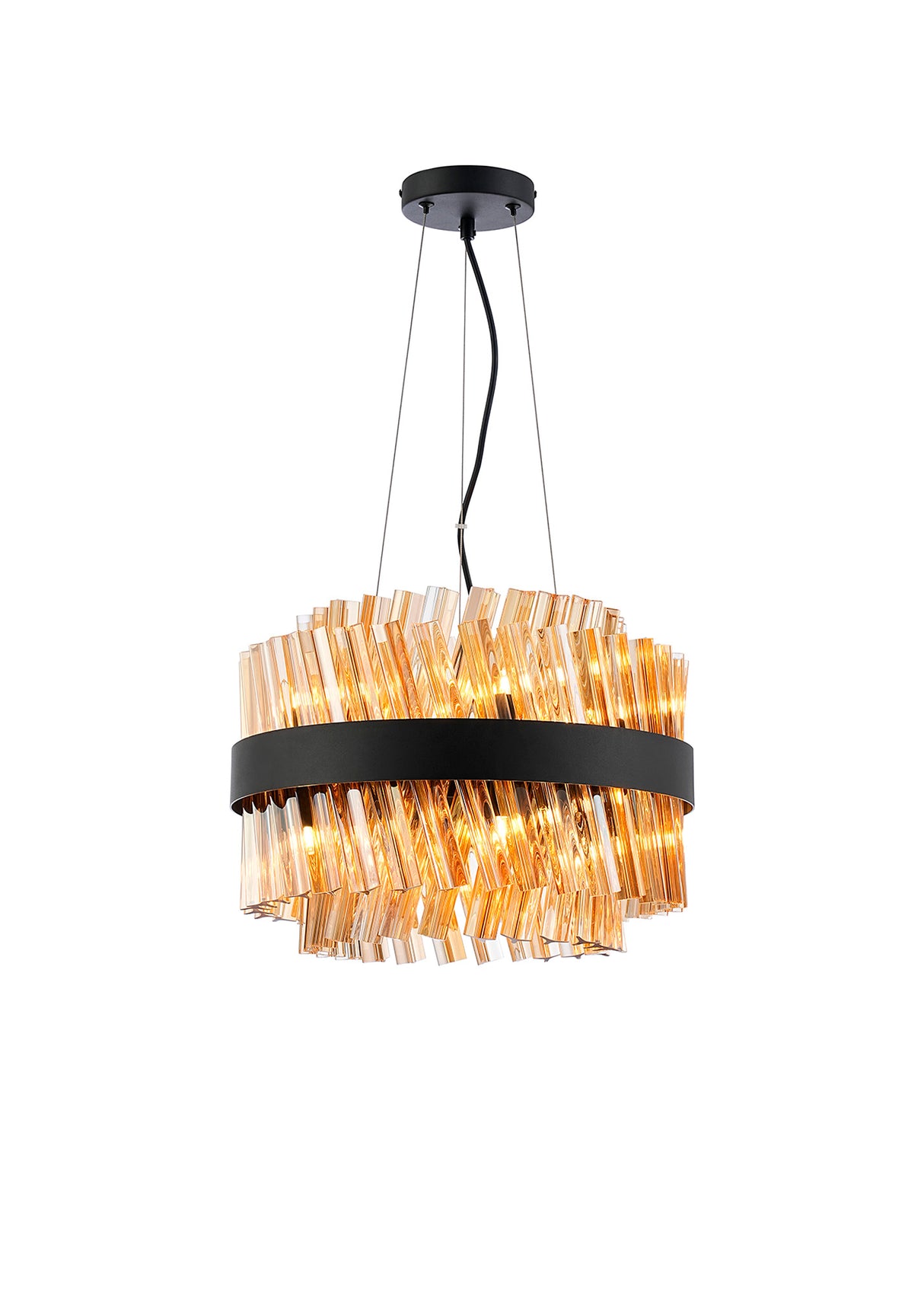 ORI8949BL_AM Orion 10 Light Ceiling Pendant Satin Black_Amber