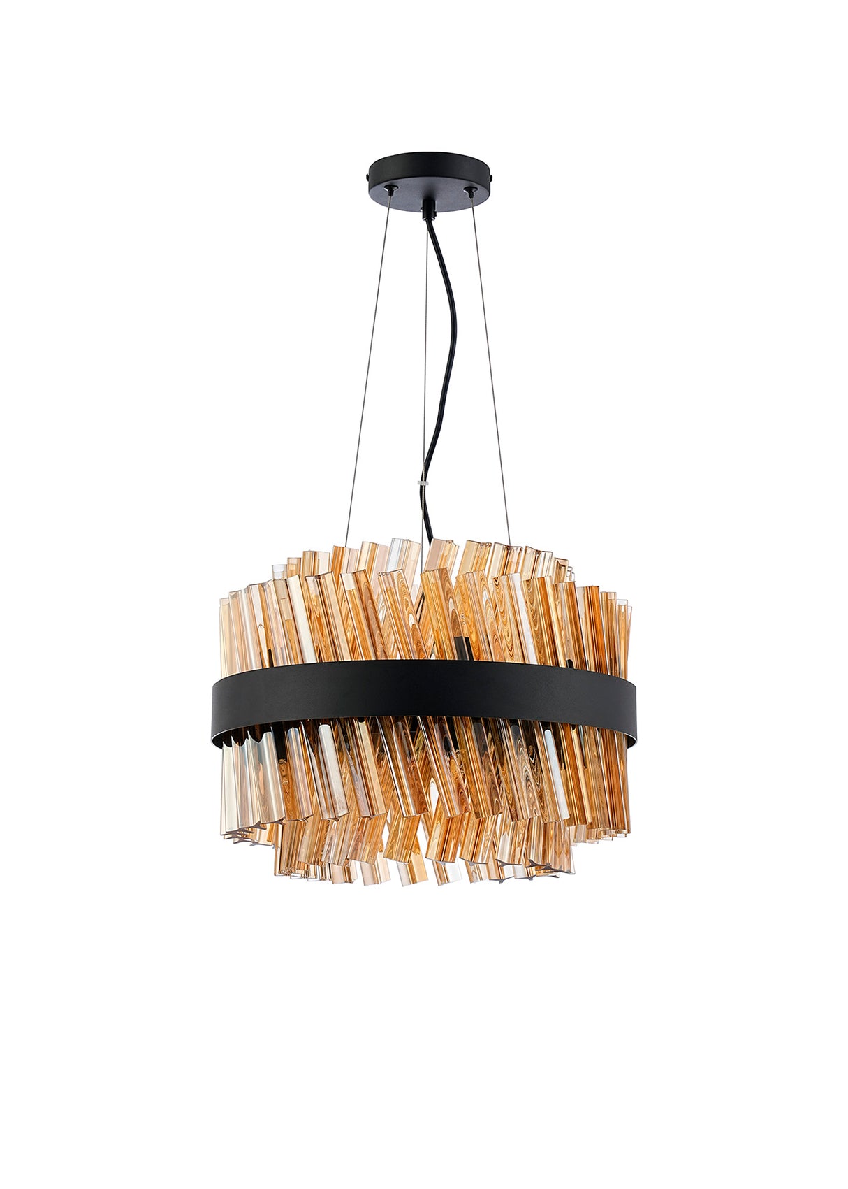 ORI8949BL_AM Orion 10 Light Ceiling Pendant Satin Black_Amber