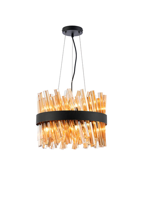 ORI8949BL_AM Orion 10 Light Ceiling Pendant Satin Black_Amber