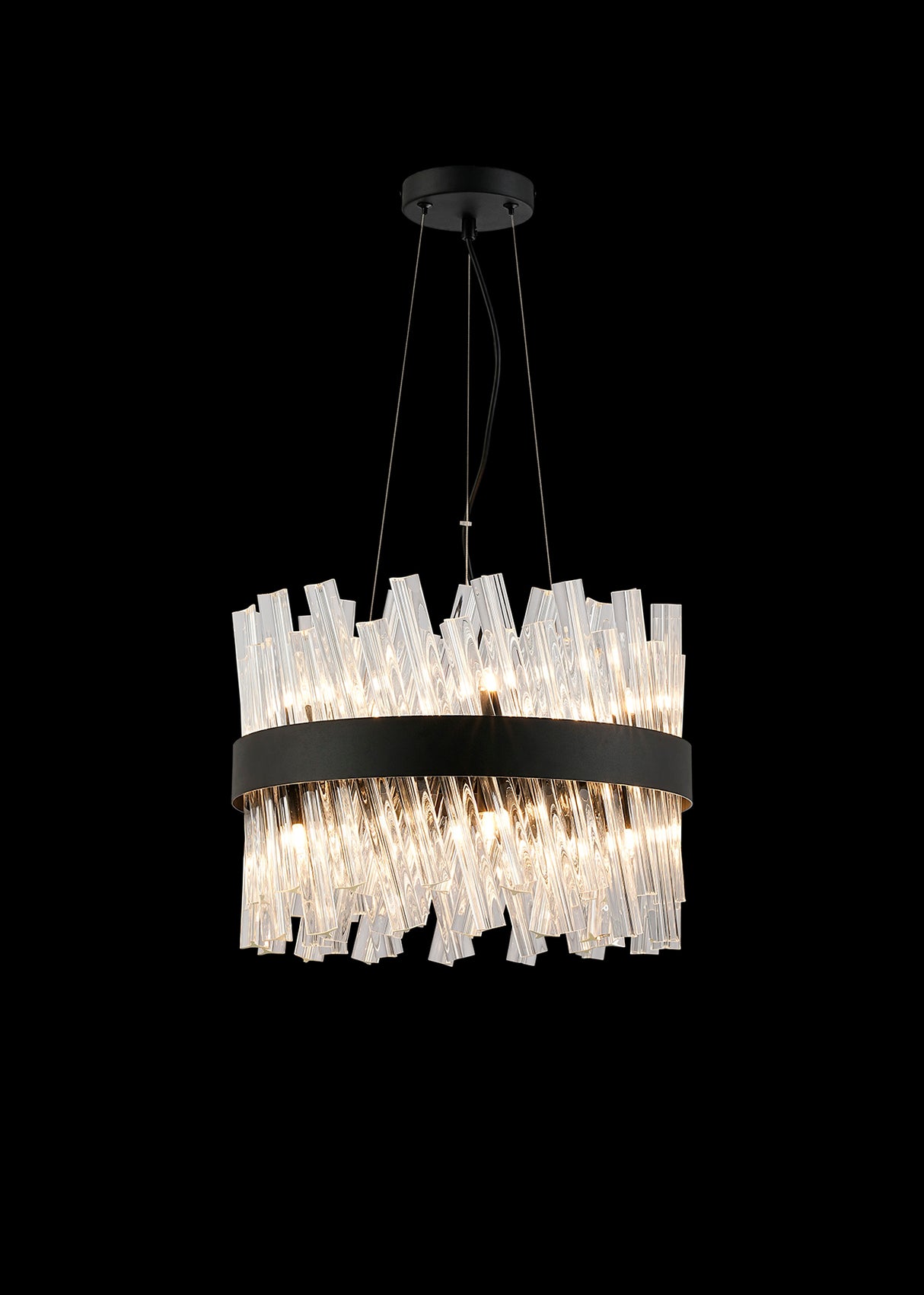 ORI8949BL_CL Orion 10 Light Ceiling Pendant Satin Black_Clear