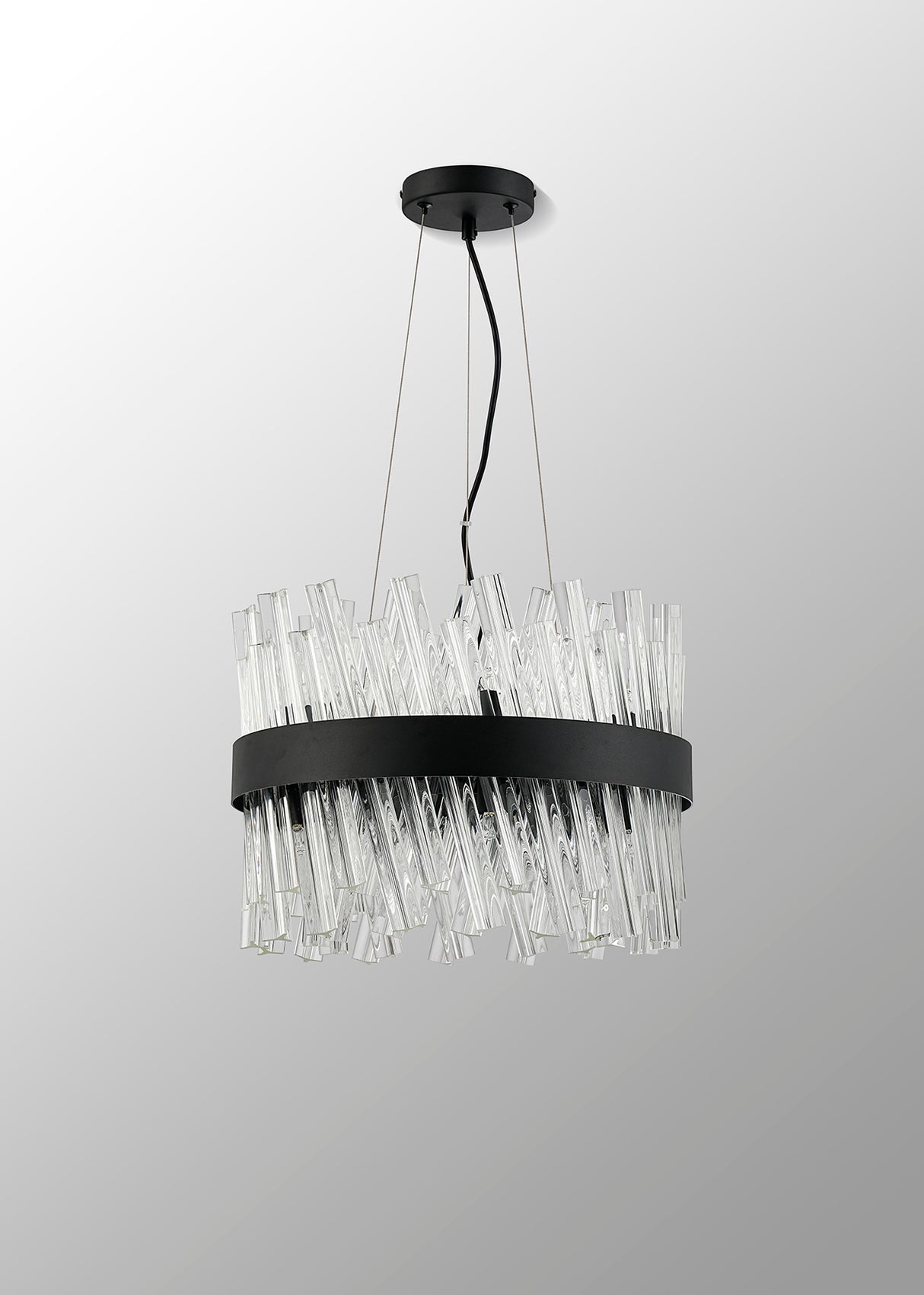 ORI8949BL_CL Orion 10 Light Ceiling Pendant Satin Black_Clear