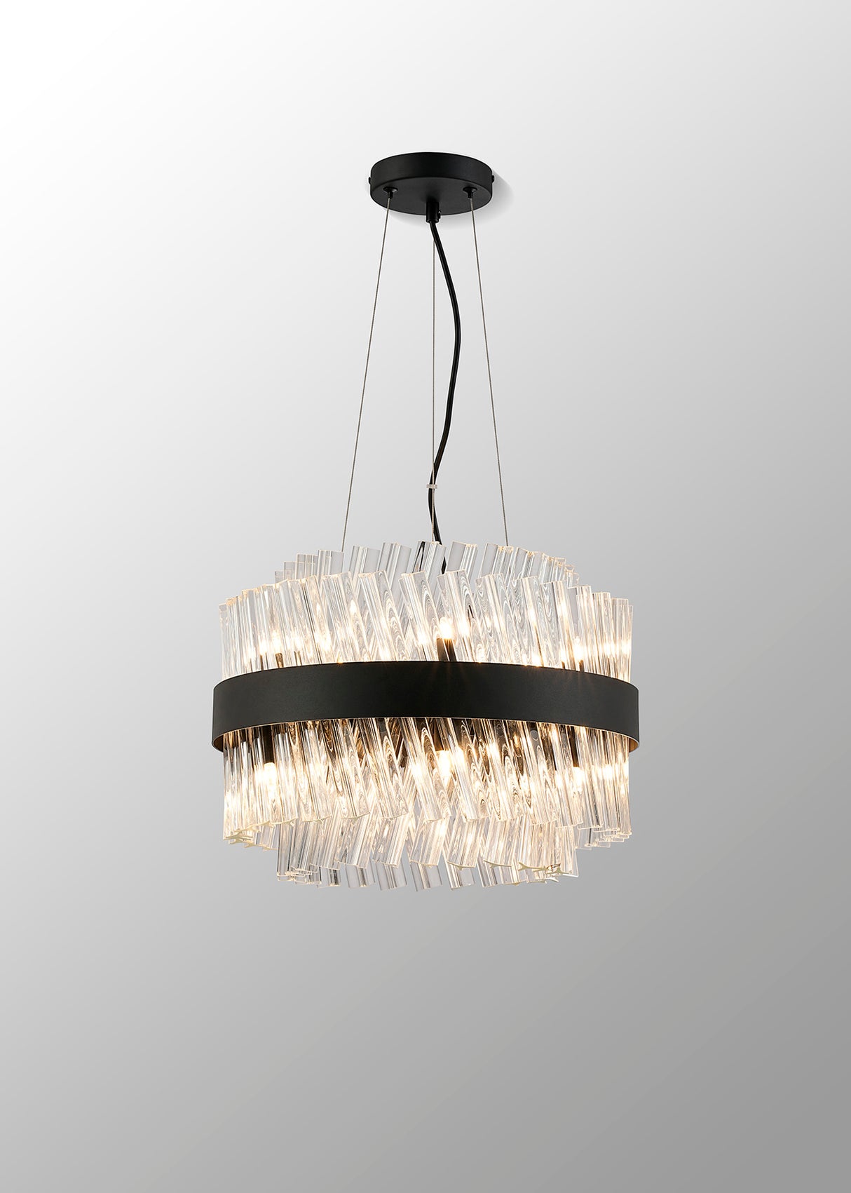 ORI8949BL_CL Orion 10 Light Ceiling Pendant Satin Black_Clear