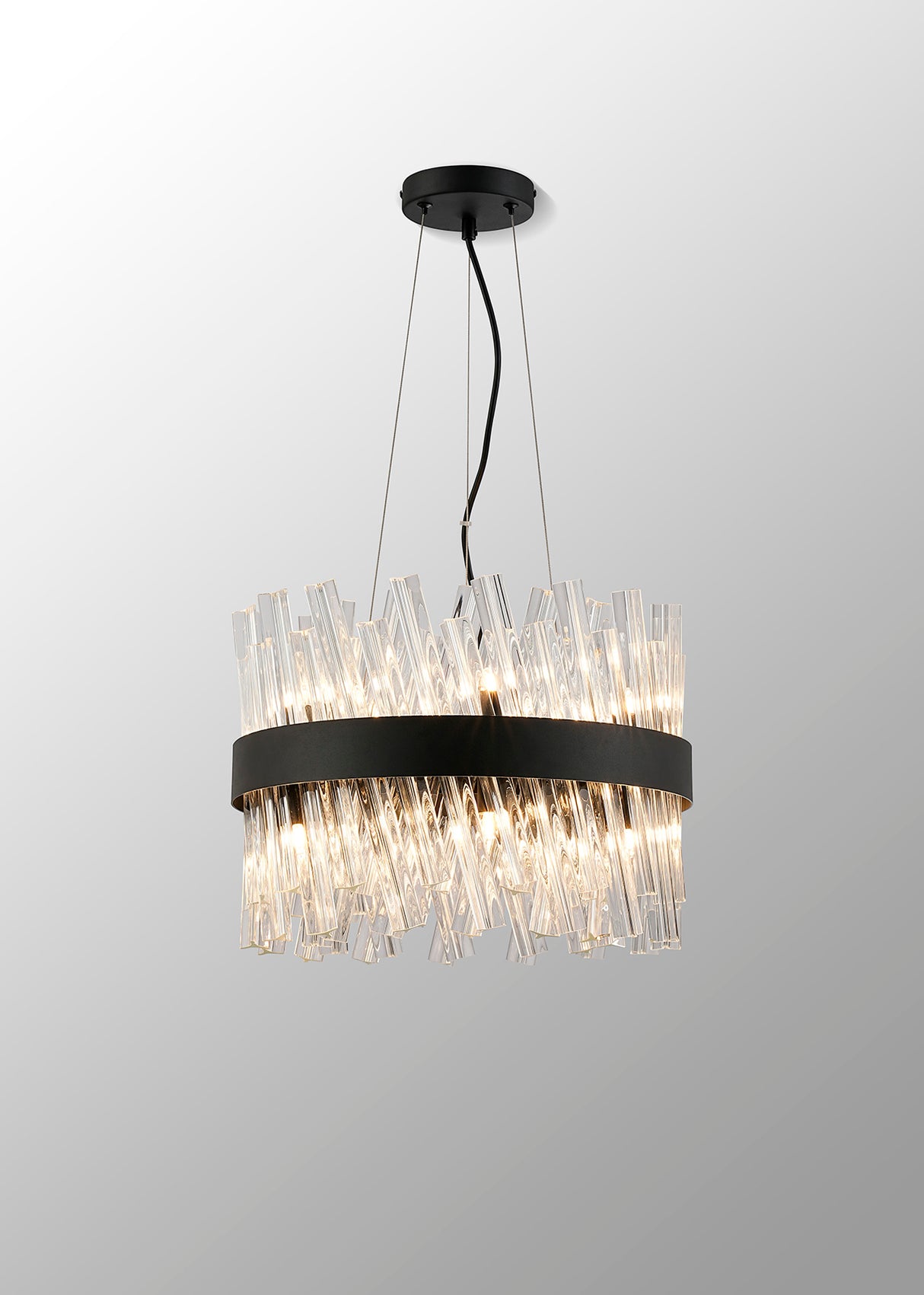 ORI8949BL_CL Orion 10 Light Ceiling Pendant Satin Black_Clear