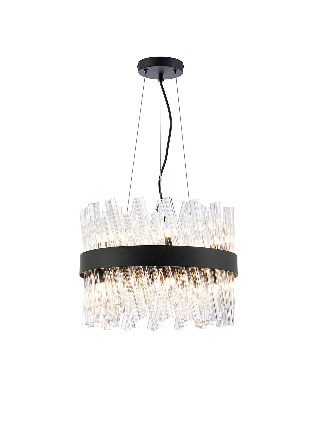 ORI8949BL_CL Orion 10 Light Ceiling Pendant Satin Black_Clear