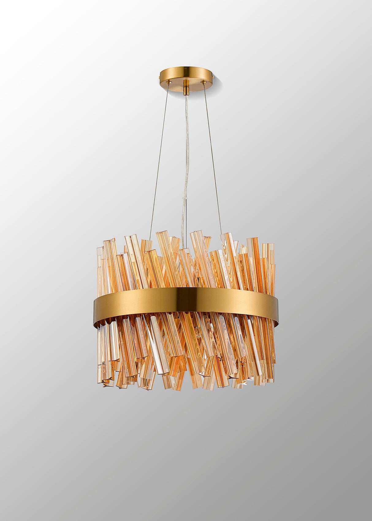 ORI8949BR_AM Orion 10 Light Ceiling Pendant Brass_Amber