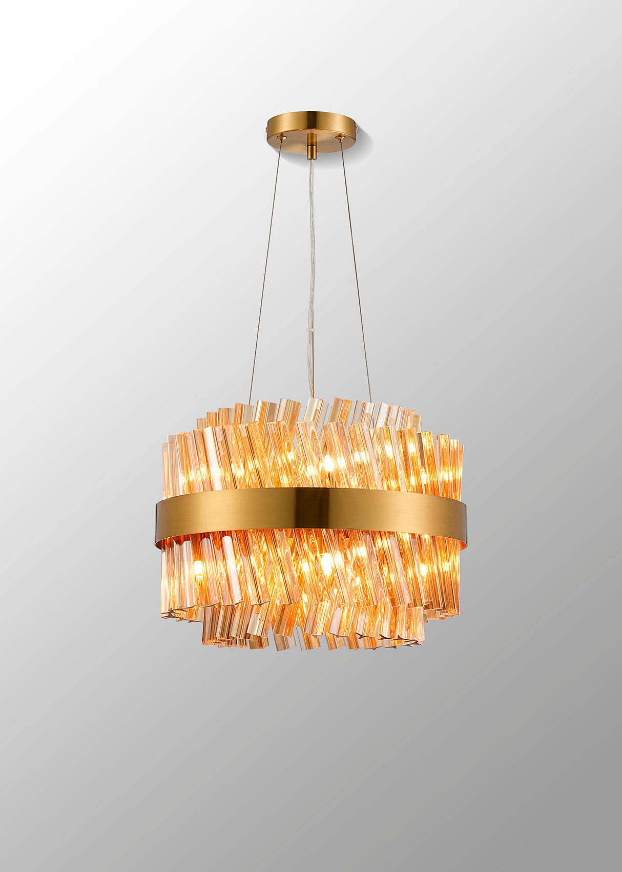 ORI8949BR_AM Orion 10 Light Ceiling Pendant Brass_Amber